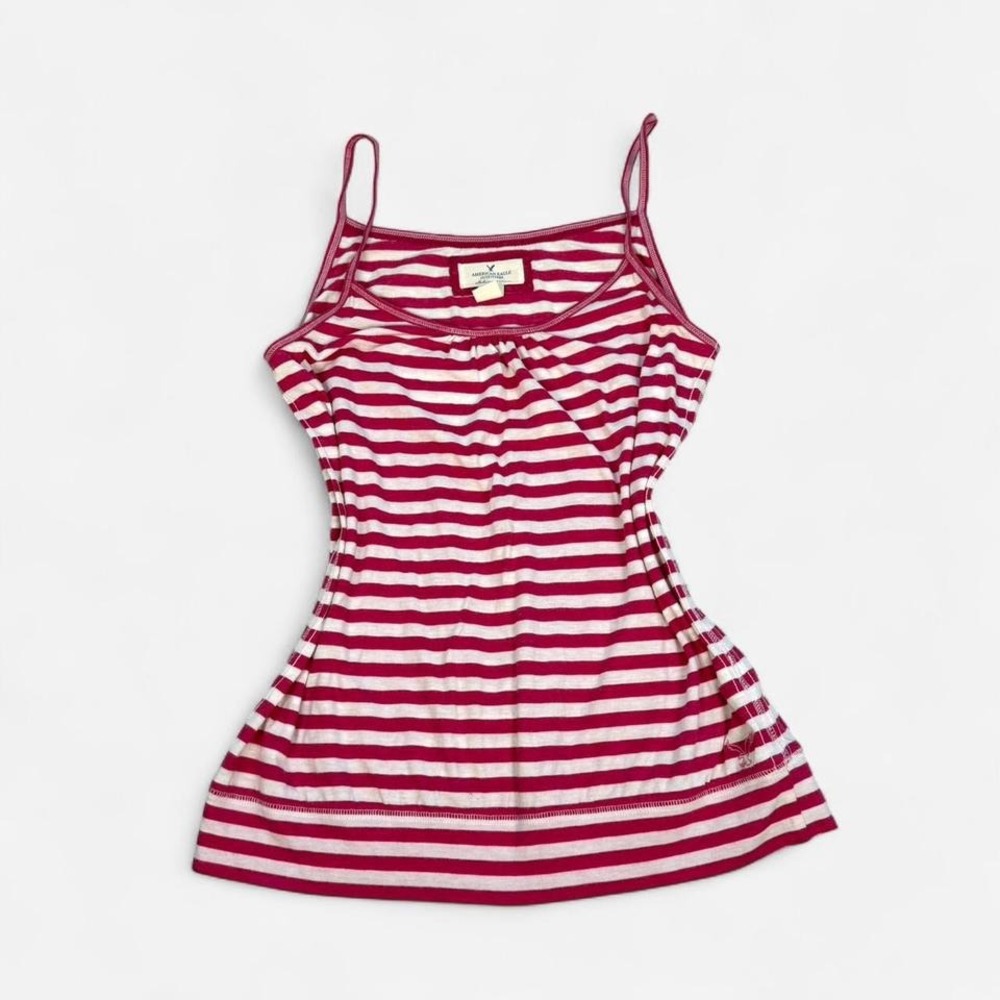 Vintage y2k American Eagle pink & white striped tank top